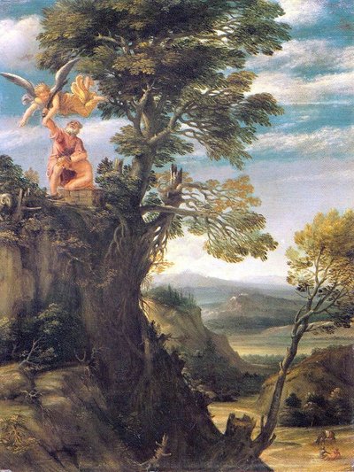 Landschaft mit der Bindung Isaaks von Annibale Carracci